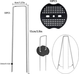 Stabiele grondankers voor onkruidvlies - 50 stuks, camping en omheining - 150 mm lang 40 mm breed Ø 4 mm — thumbnail 5