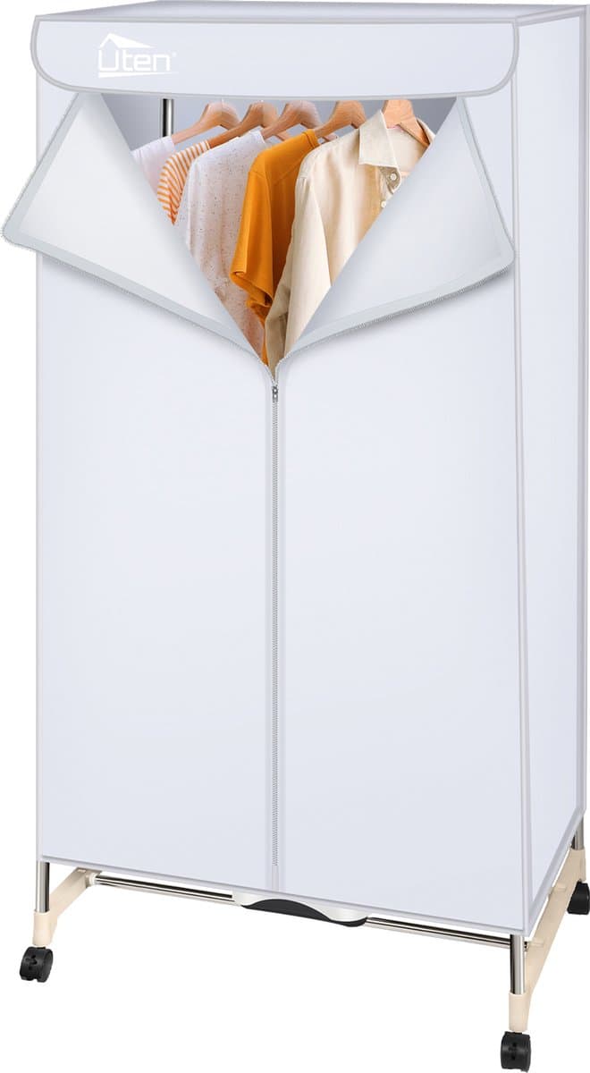 Uten Draagbare elektrische droger Gr886 - 2 lagen droog Design - Warmtepompdroger - 1500 W - Timer 0-180 Min - Elektrisch Droogrek met Verwarming - Wasdroger - Tot 15kg wasgoed - Als wasdroger, droogrek en Kledingkast- Hoogte 1.5 M - Grijs — afbeelding 1