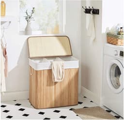 MAZAZU Wasmand met 3 secties - Katoen - Bruin - ‎60x40x61.5 — thumbnail 4
