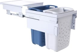 HAILO - Wasmanddrager - voor 45cm uitschuifbare kast - Met 2 x 33l wasmanden (wit / blauw) — thumbnail 2