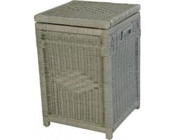 Wasmand - Pitriet - Vierkant - met deksel - 40x40xH60 - Riet - Taupe