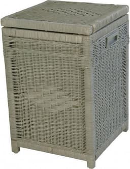 Wasmand - Pitriet - Vierkant - met deksel - 40x40xH60 - Riet - Taupe — thumbnail 1