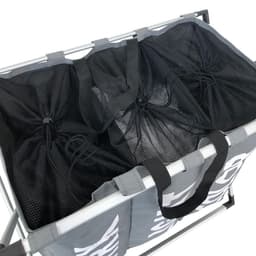 Wasmand met 3 vakken - 90 liter - opvouwbaar en afneembaar frame - wassorteerder in verschillende kleuren - Badkamer Wasgoed organizer met sluitbare zak - Donkergrijs — thumbnail 4