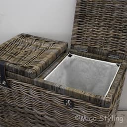 Duo wasmand met leren riem-70x35xH65-Riet-Rotan — thumbnail 4