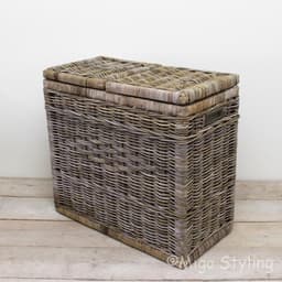 Rotan grey Duo wasmand-70x36xH65-Riet-Rotan — thumbnail 1