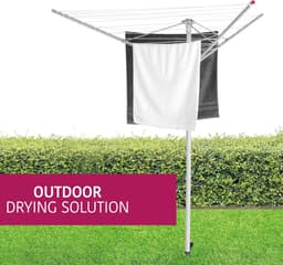 Outdoor kledingluchter - stalen droogrek voor de tuin, 30 m droogruimte, inclusief grondpin, 15 kg draagvermogen, opvouwbaar voor eenvoudige opslag, grijs — thumbnail 3