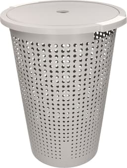 2x stuks kunststof wasmand met deksel rond grijs 35 liter - 40 x 52 cm — thumbnail 4