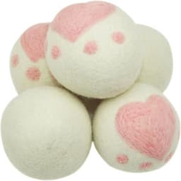 3 grote drogerballen van wol (7cm) met roze hartje – Ventilii Milano® — thumbnail 2