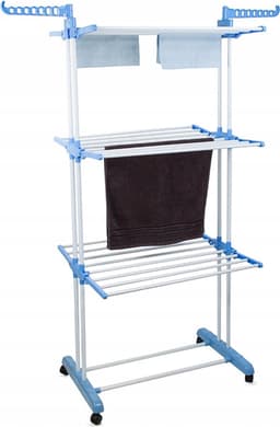 Playos® - Droogtoren - Blauw / Wit - Inklapbaar - met Wielen - tot 40 Kilo - 17 meter Drooglengte - Droogrek - Droogmolen - Wasmolen — thumbnail 1
