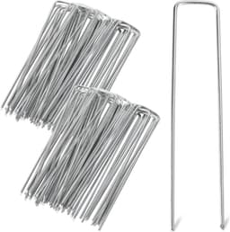 Grondankers 200 Stuks - 15x2.5cm - Roestwerend grondanker gegalvaniseerd staal - Ø2.8mm - Onkruidvlies - voor het bevestigen van worteldoek, tuinvlies, schutting, kunstgras, folies - stabiel U-vormig grondanker — thumbnail 1