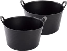 Set van 5x stuks flexibele emmer/wasmand zwart 56 liter - Opbergmanden - Wasmanden - Flexibele emmers — thumbnail 1