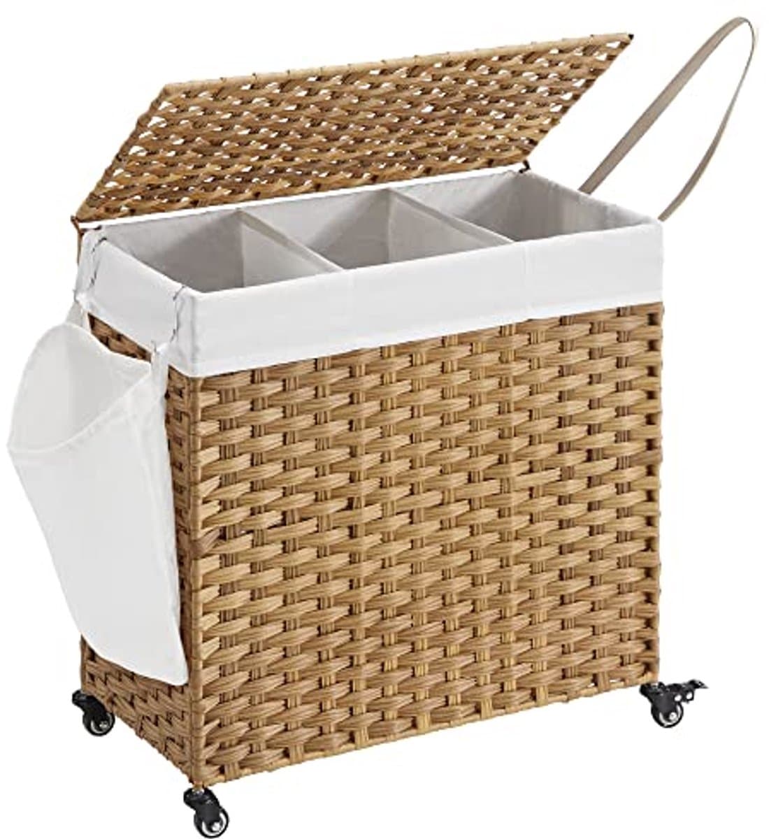 140L Wasmand In Rotan-stijl Met Deksel, Voering En Handgrepen - Songmics - Wasmanden - Bruin - Kunststof — afbeelding 1