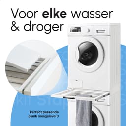 Bodo® Stapelkit - Tussenstuk met Handdoekhouder en Plank - Wasmachine en Droger - Wit — thumbnail 2