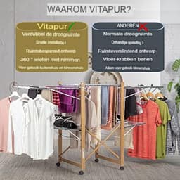 Wasrek Inklapbaar Op Wieltjes - Wasrek Staand - Droogrek Op Wieltjes - Wasrek Op Wieltjes — thumbnail 2