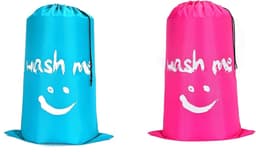 2 stuks waszakken voor op reis, vuile was, wasverzamelaar, waszak, grote opvouwbare wasmand, opbergtas, wasmand — thumbnail 1