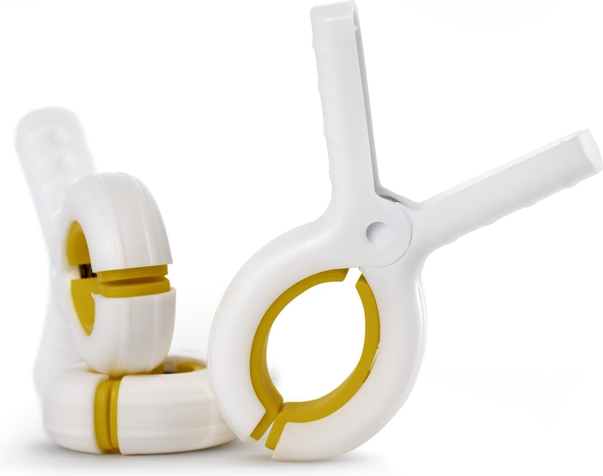 Ecorare - Handdoek Knijpers - Anti-slip rubbers - Set van 3 grote knijpers - Geel witte Strandlaken knijpers — afbeelding 1