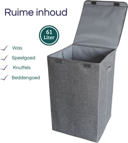 Janse® Wasmand - Stevige opvouwbare wasmand - 61 Liter - Badkamer organizer - Opbergbox - Wassorteerder - Laundry basket - Opbergbak — thumbnail 4