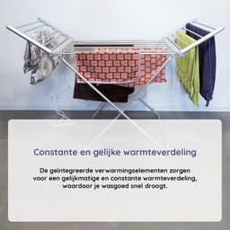Eleganca Elektrisch Droogrek – Verwarmd Wasrek – Elektrisch - 147x54x94 cm – 220V – 230W – IPX1 – Wit/Zilver — thumbnail 3