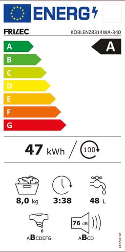 Frilec KOBLENZ8314WA-340 - Wasmachine - 5 Jaar Garantie - 8 Kilo - Aqua stop - 1400 toeren - Wit — thumbnail 2