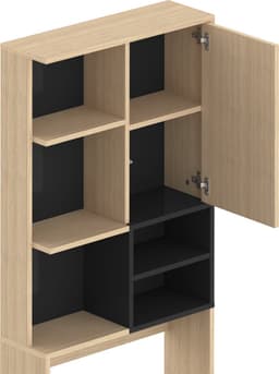 Wasmachinekast Kuba 4 Legplanken, 1 Draaideur-lichte Eik/zwart - Symbiosis - Wasmachine Ombouw - Bruin - Melamine; Spaanplaat — thumbnail 5
