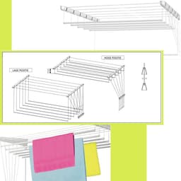 Premier Linens Plafond Droogrek Hangend 6 stangen van 130 cm – Droogrek balkon – Wasrek hangend - Ruimtebesparend — thumbnail 5