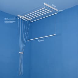 Premier Linens Plafond Droogrek Hangend 6 stangen van 130 cm – Droogrek balkon – Wasrek hangend - Ruimtebesparend — thumbnail 3