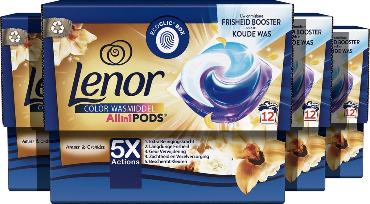 Lenor All in 1 Wasmiddel Pods - Gouden Orchidee - Waspods - 4 x 12 Wasbeurten Voordeelverpakking — afbeelding 1