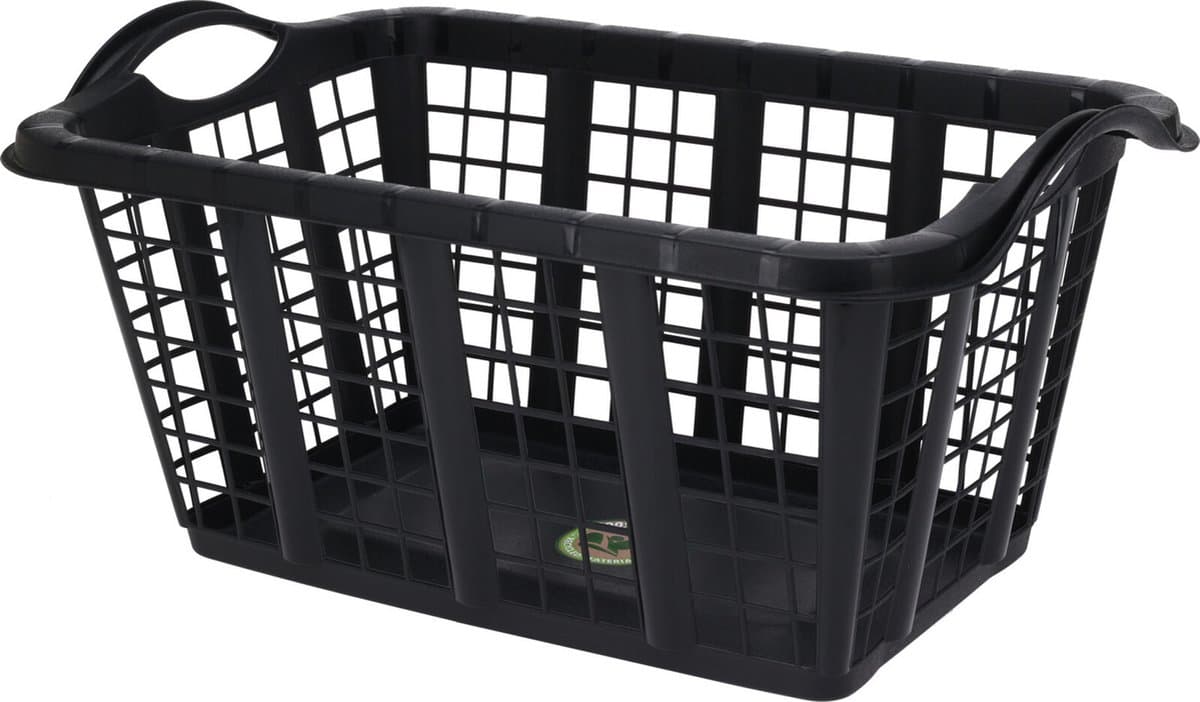 Storage Solutions wasmand - met handvatten - zwart - 37 liter - 60 x 40 x 30 cm — afbeelding 1