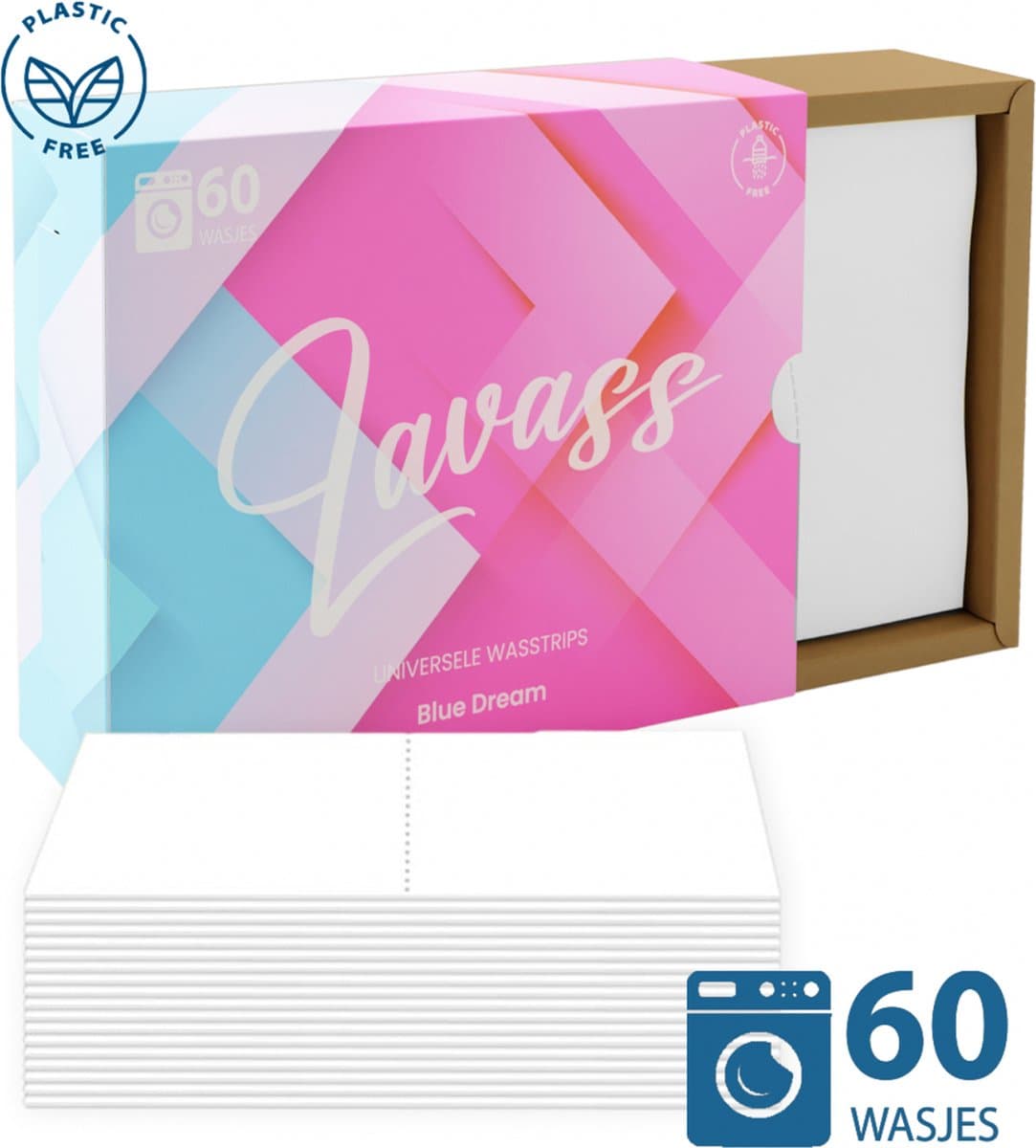 Lavass Wasstrips 60 wasbeurten Blue dream - Plasticvrij wasmiddel - Krachtige reiniging - 100% Vegan — afbeelding 1