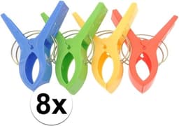 Grote knijpers - 8x stuks - gekleurd - 12 cm - plastic - XL - handdoeken/badlakens knijpers — thumbnail 2