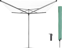 Brabantia Essential Droogmolen - met Beschermhoes en Betonanker - 40 m - Metallic Grey — thumbnail 1