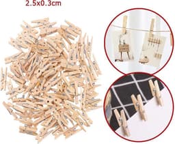 Actie4you® - Mini Wasknijpers Hout – Mini Klem - 25MM - 100 stuks — thumbnail 1