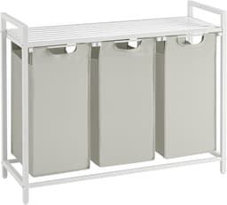 ACAZA Wasmand 3 vakken - 114 L - Wit - 92,5 x 33 x 71 cm — thumbnail 1