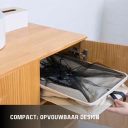 Wasmand op Wielen 145L – Wassorteerder 3 Vakken – Inklapbare Wasmand met Handvatten, Trekstang en Nederlandse Labels – Beige Wasmand voor Badkamer, Slaapkamer en Wasruimte - 145L — thumbnail 5
