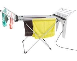 Eleganca Elektrisch Droogrek XL – 170 x 61 x 105 cm – Verwarmd Wasrek voor Kleding en Handdoeken – Extra groot - Timer met Touchscreen – Elektrisch – 220-240V - 310W - IPX1 - Zilver — afbeelding 1