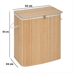 5Five Wasmand dubbel compartiment - bamboe - met deksel - naturel - 52 x 32 x 63 cm - 100 liter — thumbnail 5