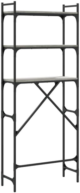 Wasmachine rek - Opbergrek - Wasmachine meubel - Opbouwmeubel - Toilet Rek - 67x25x163 cm - Hout- Grijs Sonoma — thumbnail 2