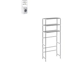 Wasmachine rek - Ombouw - Kast - Opbouwmeubel - Verhoger - Wasmachine meubel - Opbergkast - Ijzer - Zilver