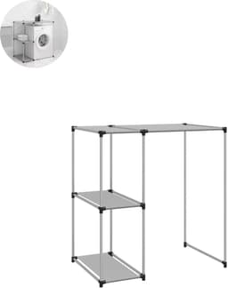 Wasmachine rek - Ombouw - Kast - Opbouwmeubel - Verhoger - Wasmachine meubel - Opbergkast - Ijzer - Grijs — thumbnail 1