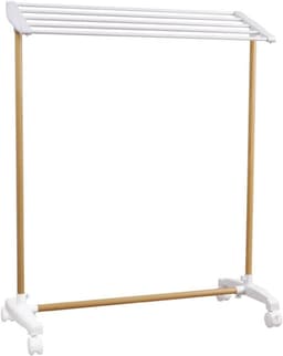 Vrijstaande Handdoekdroger met Verrijdbare Wielen en 5 Droogstangen voor Balkon en Zwembad — thumbnail 1