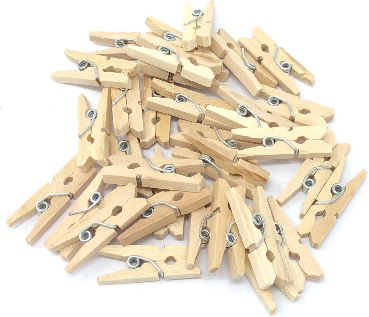 New Age Devi - Houten Mini Knijpers - 100 STUKS - 2.5 CM - Fotoknijpers - Fotohouder - Knijpers - Wasknijpers - Kerstkaart hangers — afbeelding 1