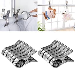 JGS ® Set van 12 roestvrijstalen strandhanddoekclips, grote wasknijpers voor dagelijkse was, strandhanddoek, badhanddoek, beddengoed en dikke kleding (12 stuks) — thumbnail 5