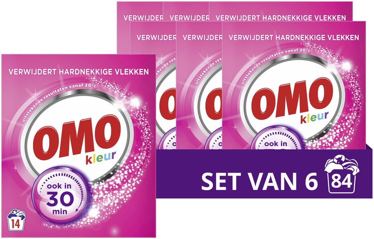 Omo - Waspoeder - Kleur - 6 verpakkingen 84 wasbeurten - Voordeelverpakking — afbeelding 1