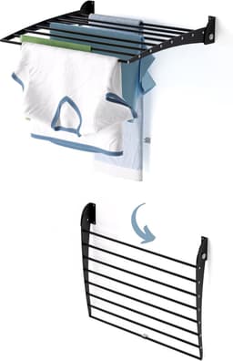 Foxydry Fold 60 DOWN - black - wasdroogrek wandmontage clicksysteem - neerwaartse sluiting - 60 x 50 x 10 cm — thumbnail 1