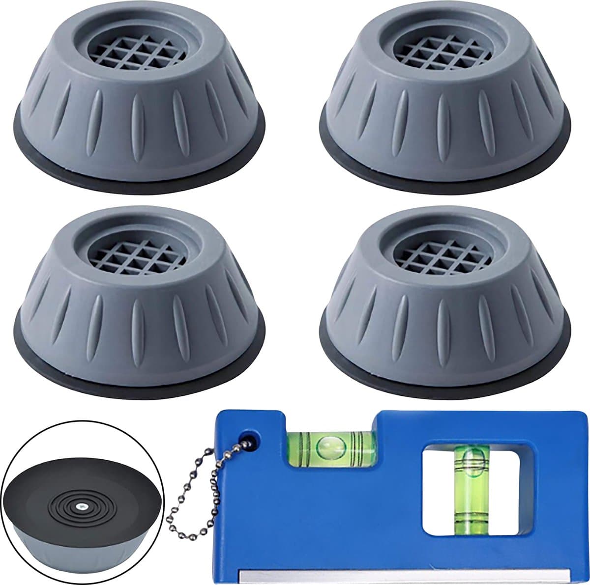 Wasmachine Verhoger Inclusief Mini Waterpas – Wasmachine Trillingsdempers - Wasmachine Tussenstuk — afbeelding 1