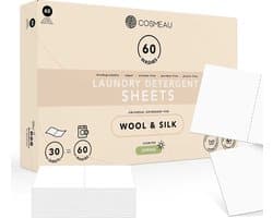 Cosmeau Wasmiddel Wasstrips 60 Wasbeurten Wol en Zijde - Delicaat - Wasvellen - Wasmiddeldoekjes - Detergent Sheets - Wasdoekjes