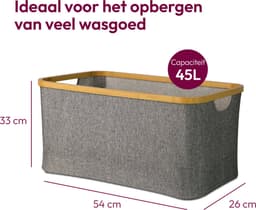 Gadgy Opvouwbare Wasmand - Heupwasmand 45 L - Opbergmand - Wasbox - Wasmanden - Laundry Basket - Grijs — thumbnail 2