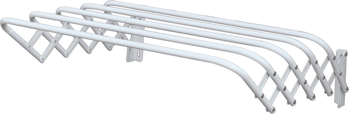 MSV Uitschuifbaar wasgoedrekje/droogrek - 4 meter waslijn - Ophangbaar aan muur - wit - 80 cm - metaal — afbeelding 1