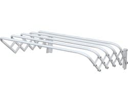 MSV Uitschuifbaar wasgoedrekje/droogrek - 4 meter waslijn - Ophangbaar aan muur - wit - 80 cm - metaal