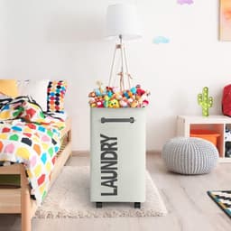 Opvouwbare wasmanden met wiel, 74 liter, large opvouwbare wasmanden, right-height, waterproof, opvouwbare wasmanden met wiel, praktische wasmanden (beige o2) — thumbnail 2